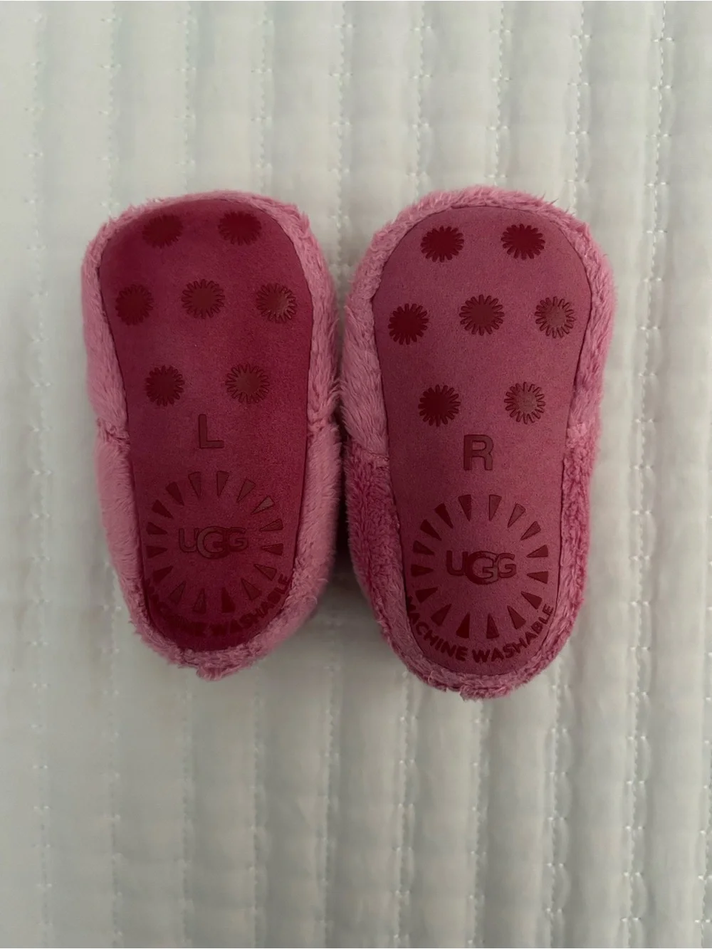 UGG Bixbee Pink Plush Bootie Slippers Infant Size 2/3 (6-12M)
